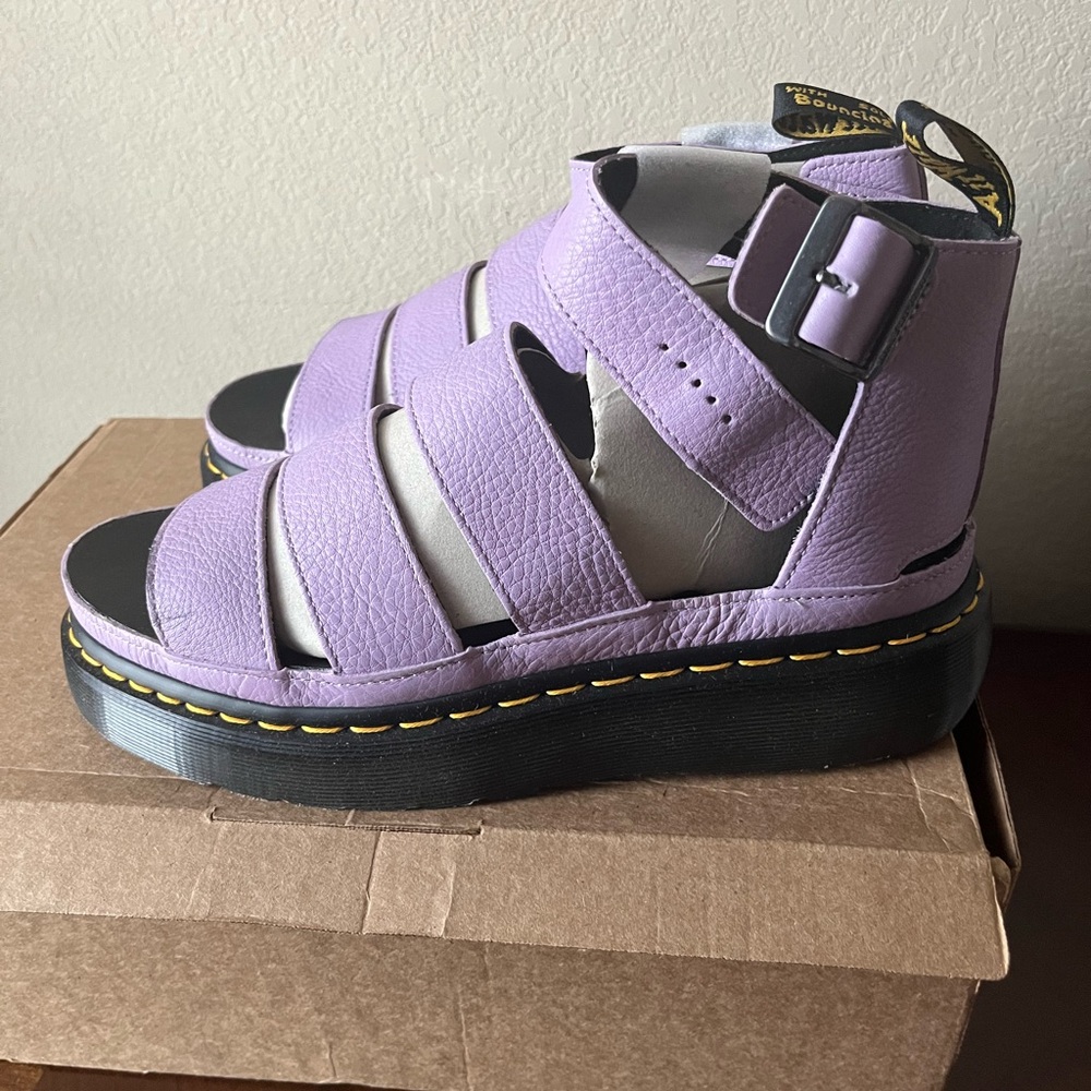Dr. Marten Clarissa II quad heel gladiator style lilac size 10